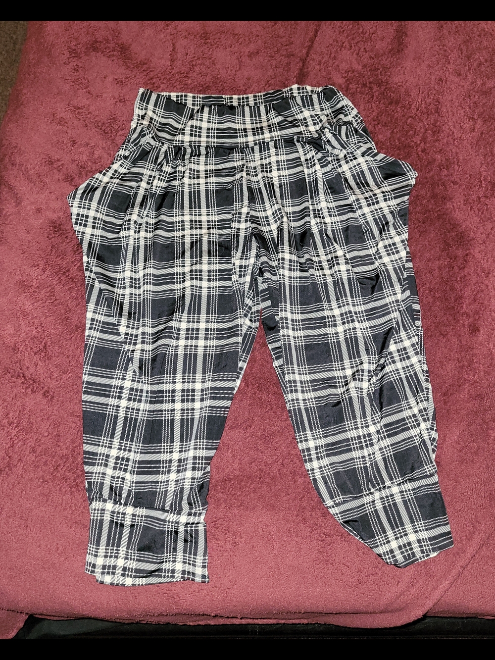 Black and White Plaid Harem Pants